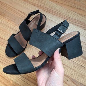 Tom's Black Leather Suede Poppy Slingback Sandals- Women’s 8.5